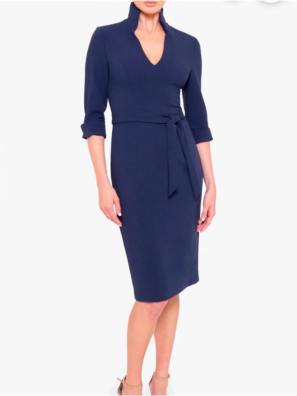 NWT Black Halo Madeline Belted Sheath Dress Pacific Blue Size 10